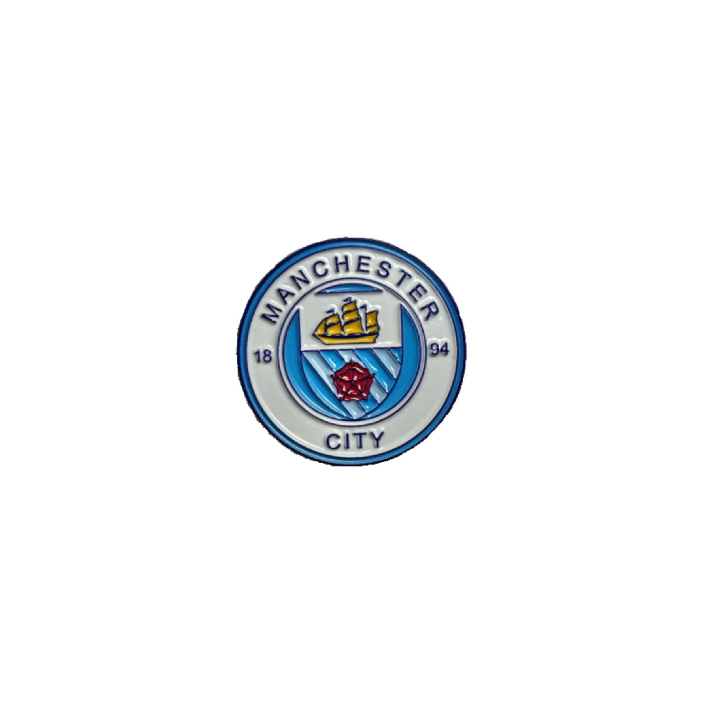 Manchester City blue and white metal sticker with official club crest