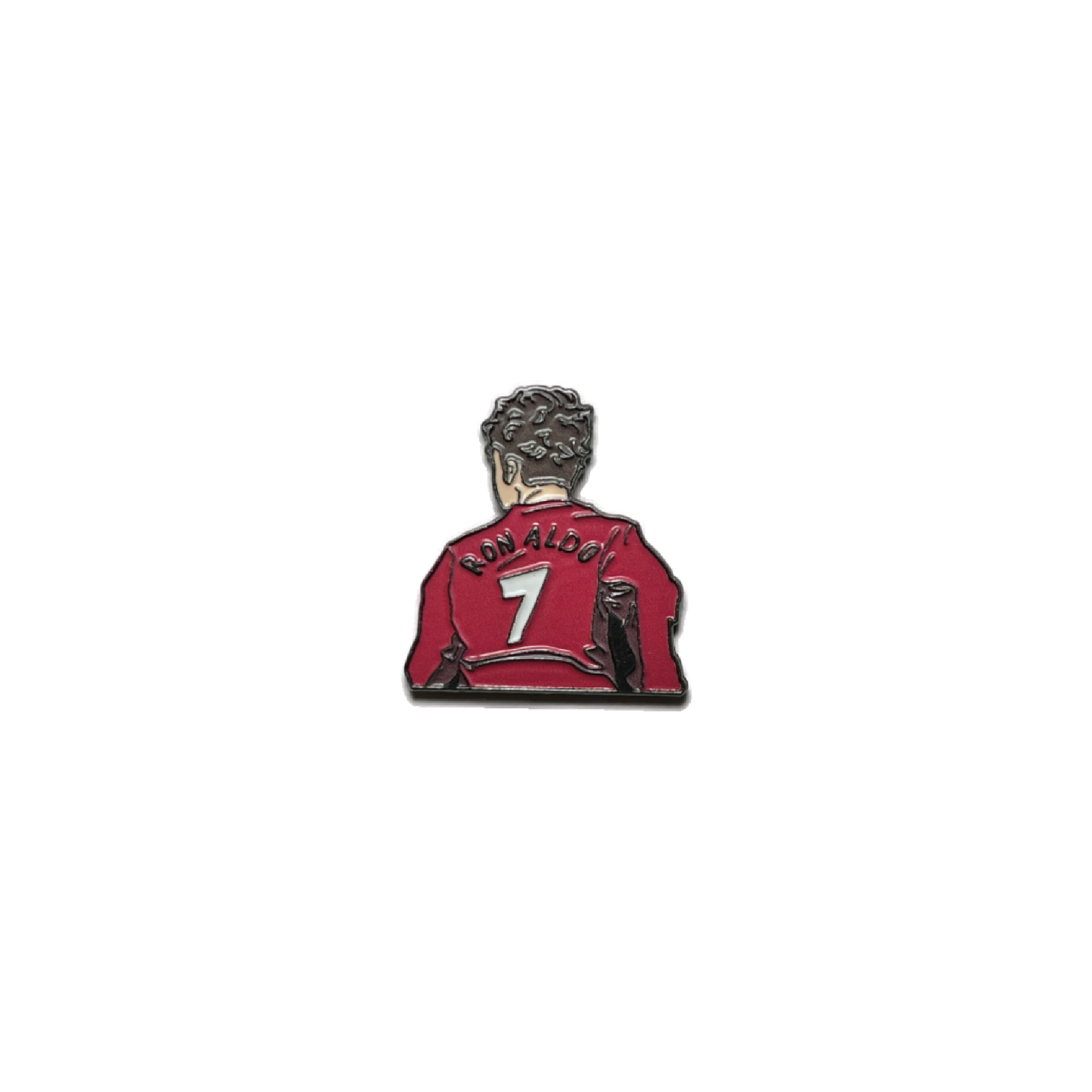 Cristiano Ronaldo number 7 metal sticker in red jersey viewed from the back