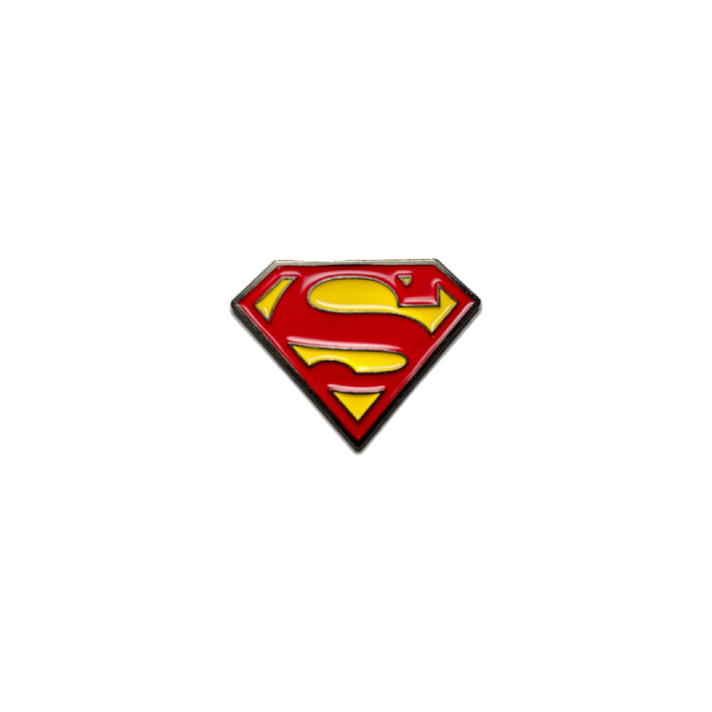 Superman metal sticker featuring red and yellow “S” emblem
