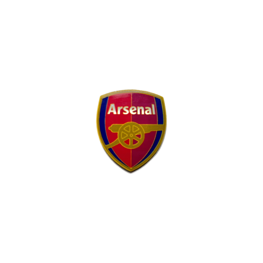 Arsenal football club red and gold metal sticker with cannon crest