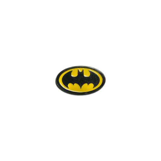 Batman metal sticker with classic yellow and black bat emblem
