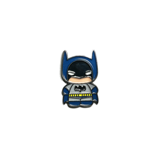 Mini Batman metal sticker with blue and grey superhero suit