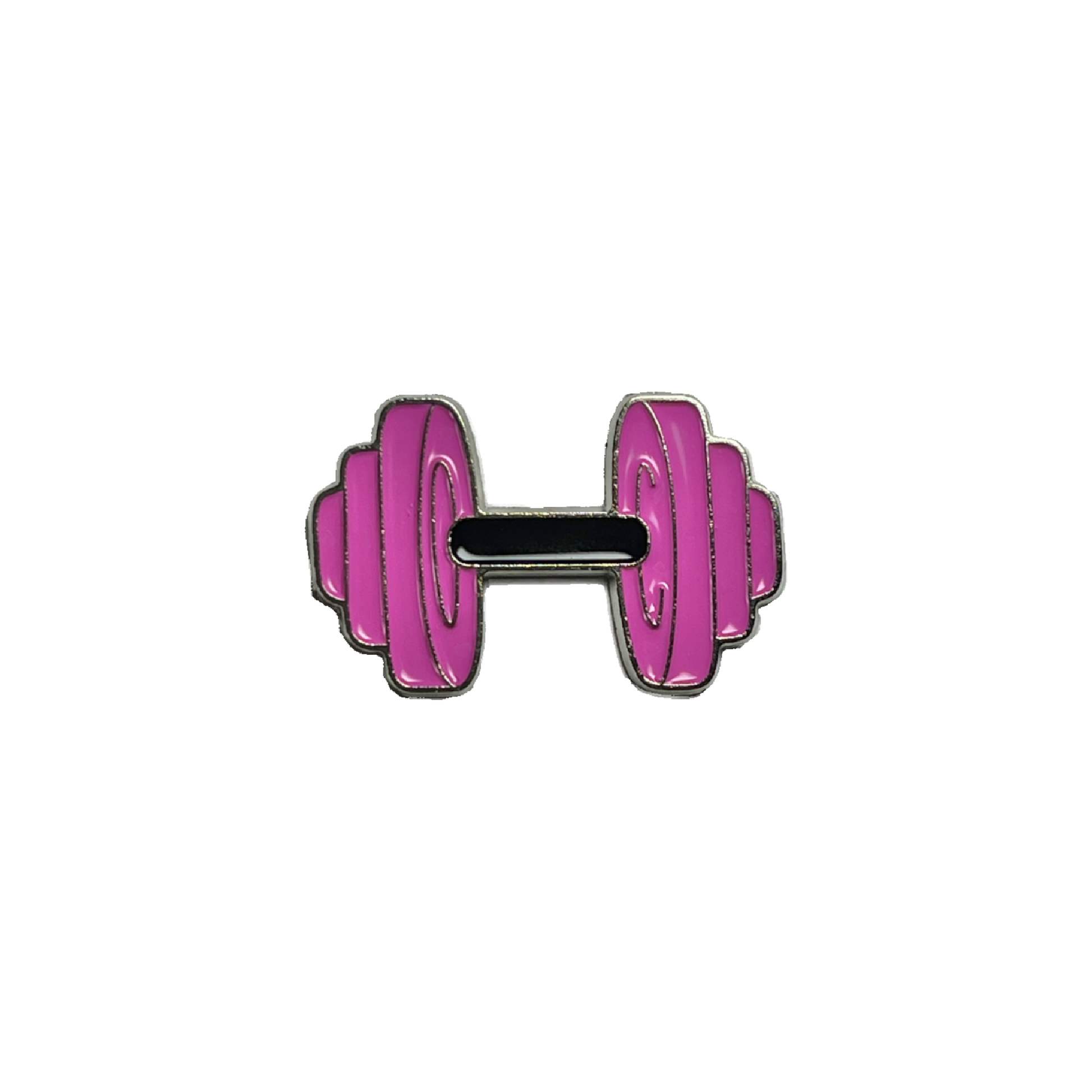 Pink dumbbell metal pin with black handle