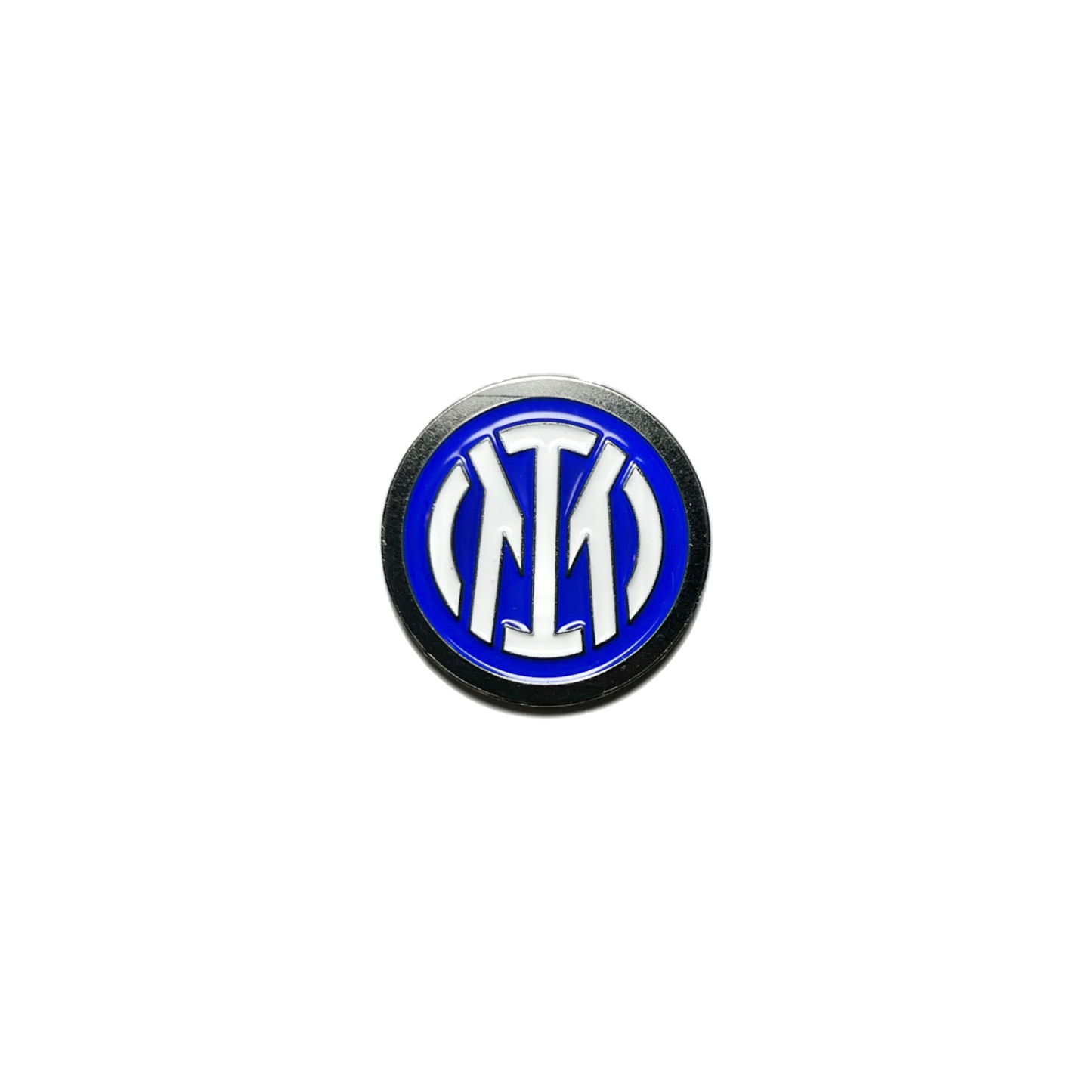 Inter Milan metal sticker with bold blue and black circular club crest