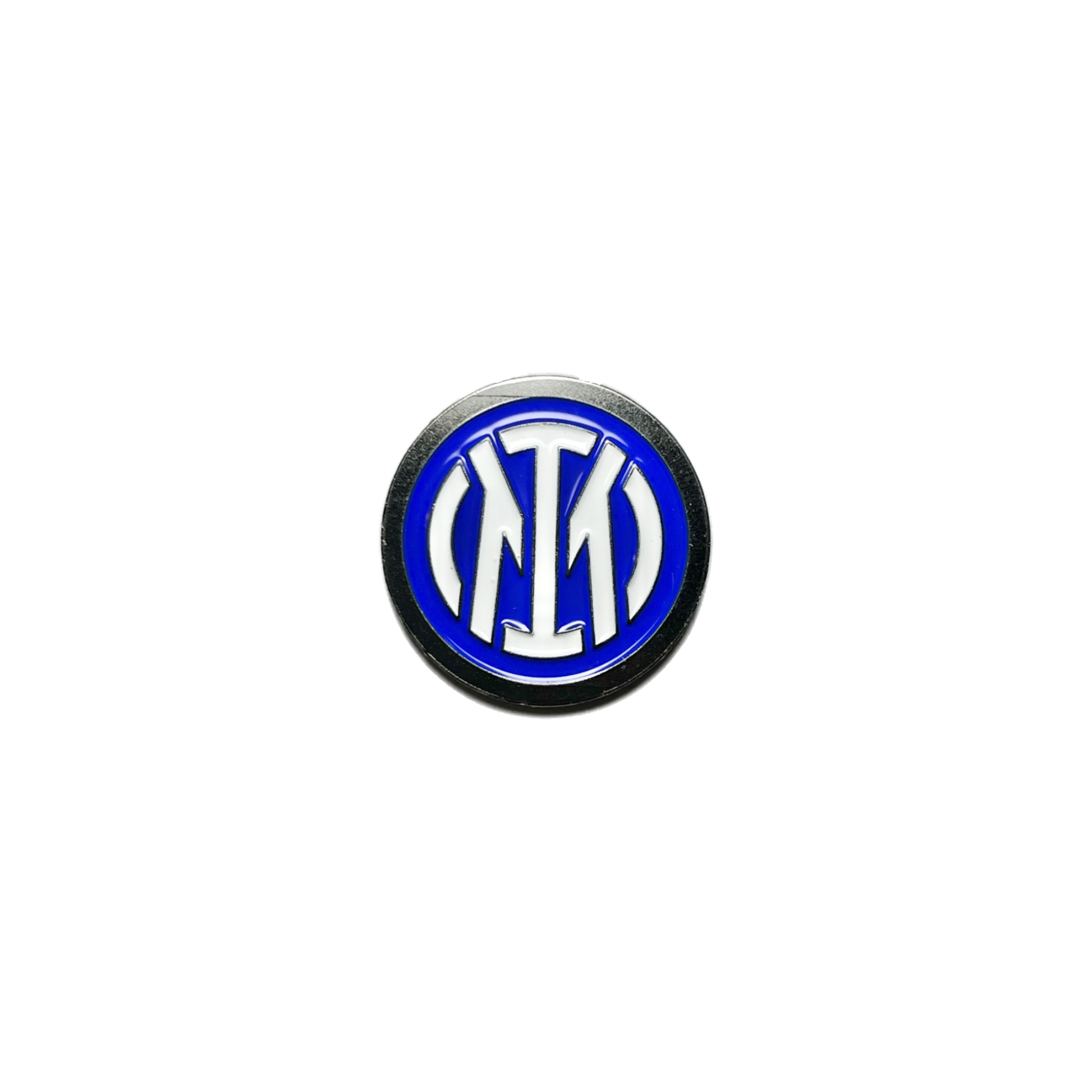 Inter Milan metal sticker with bold blue and black circular club crest