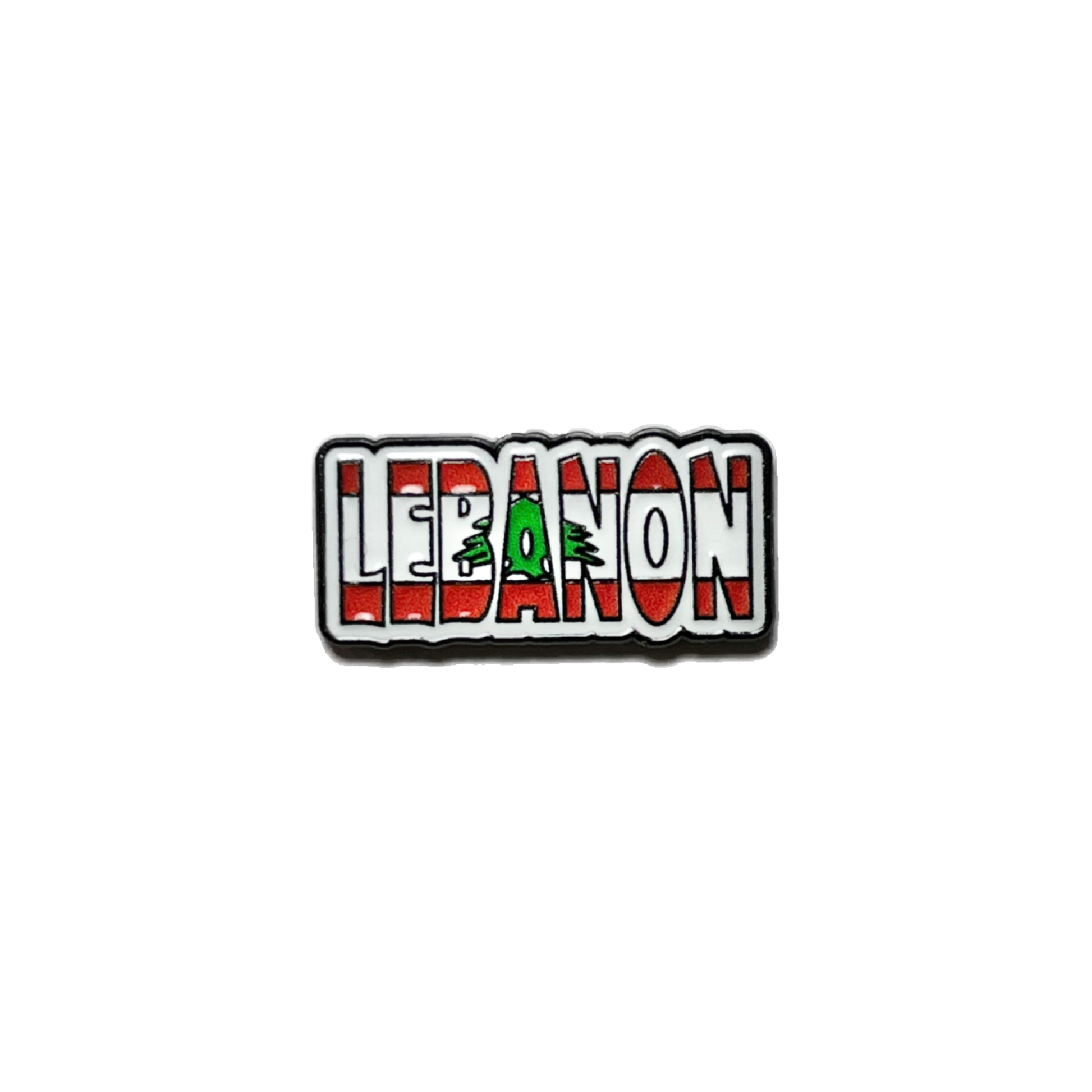 Lebanon, loud and unapologetic. Cartoon flag-style metal pin with attitude. Durable, glossy, and ready to slap on anything.