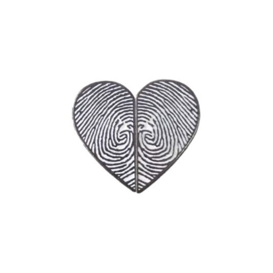 Fingerprint Heart Metal Sticker